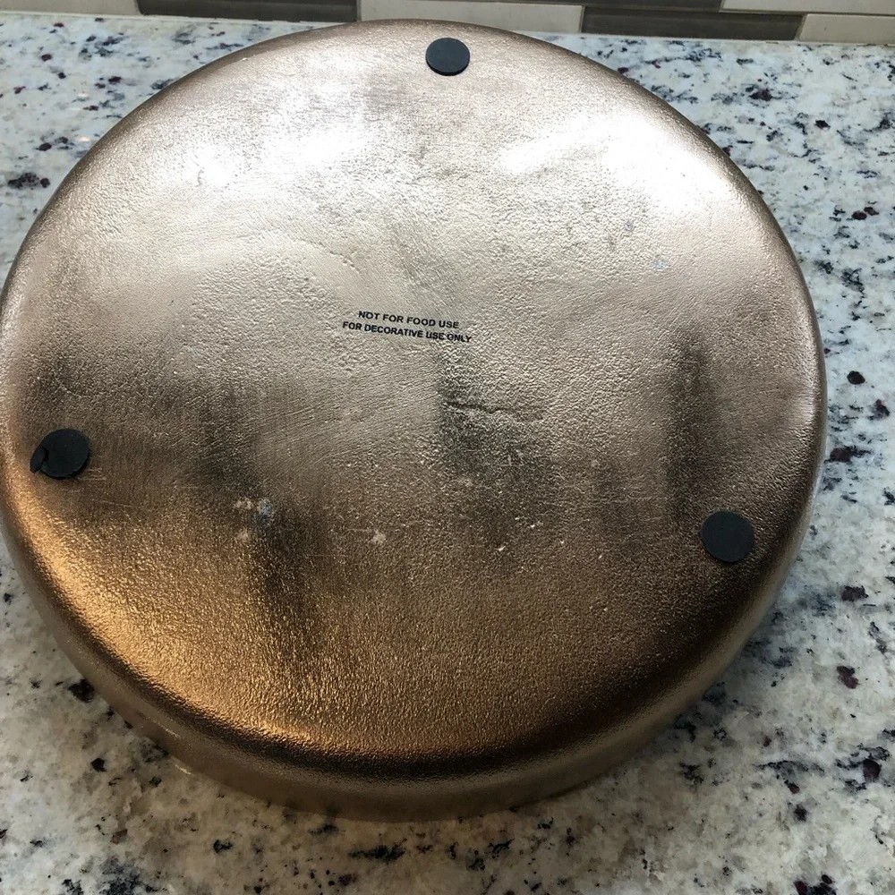 Cast Iron Serving Platter Home Decor Metallic Rose Gold 14 Inches